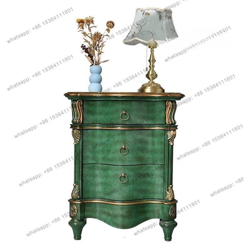 

American country bedside table European solid wood bedroom side cabinet storage large capacity locker decoration