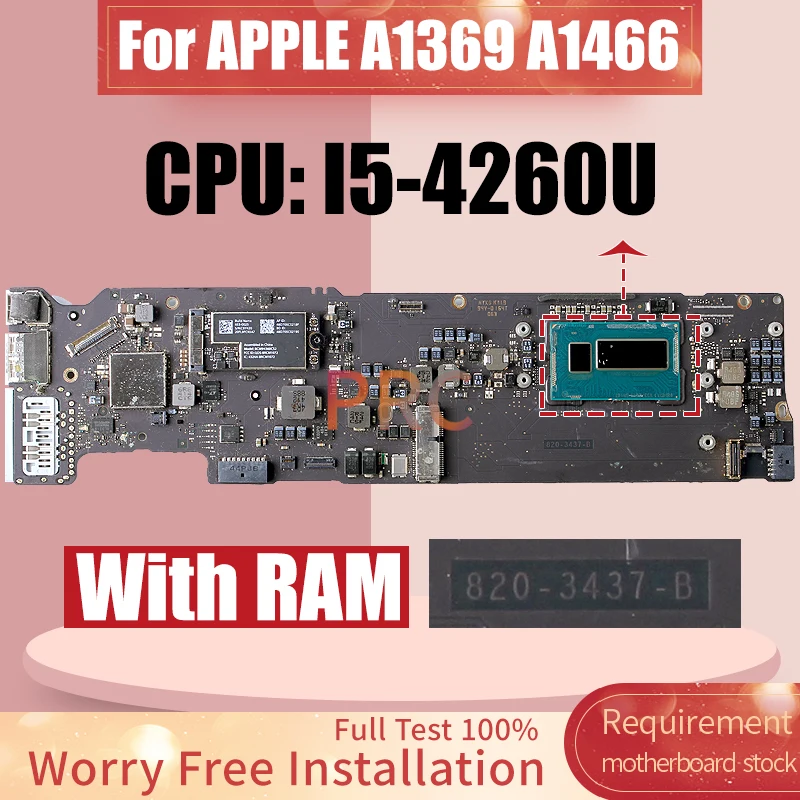 For APPLE A1369 A1466 Laptop Motherboard 820-3437-B SR16T I5-4260U With RAM Notebook Mainboard