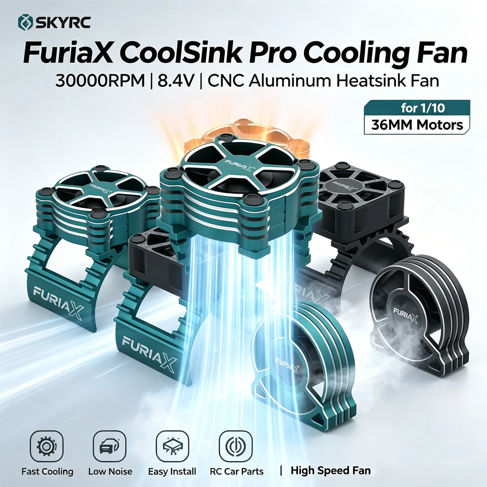 

SKYRC FuriaX CoolSink Pro Cooling Fan 30000RPM 8.4V CNC Aluminum Heatsink Fan for 1/10 36MM Motors Remote Control Car Parts&Accs