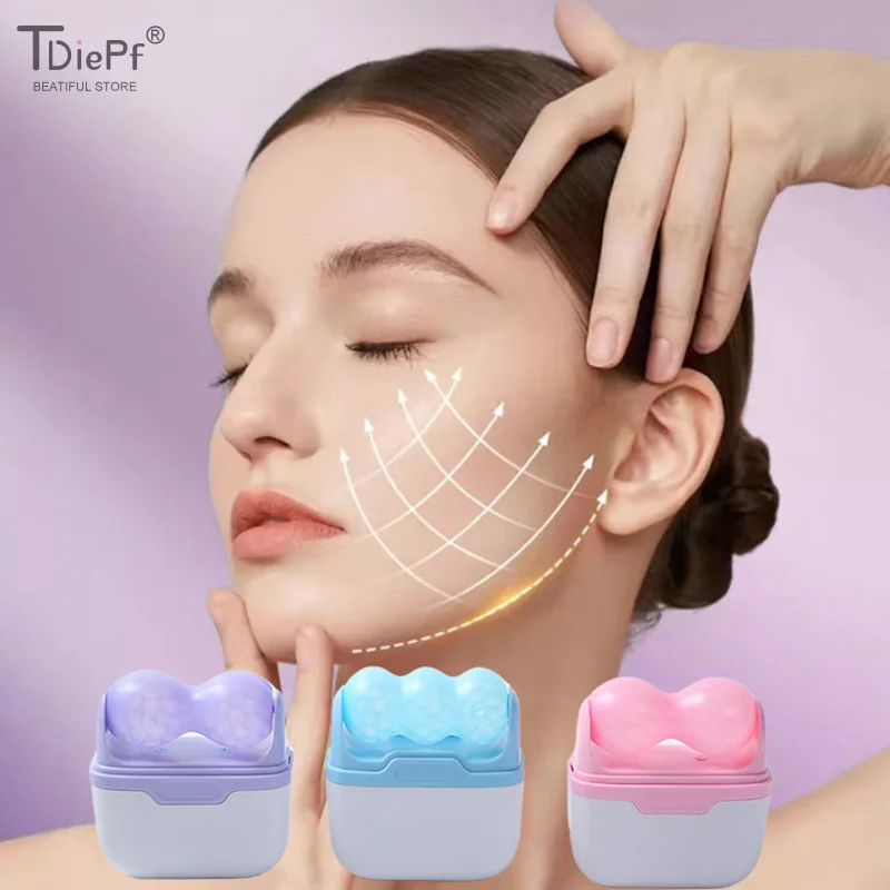 

Ледяной валик с двойной головкой для лица, глаз, отечности, мигрени, облегчения боли и мелких травм, холодная терапия, массажный ролик для ухода за кожей