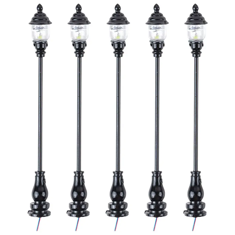 

5Pcs Miniature Yard Lamp Decorative Street Light Garden Lamp for Table Room Display Lamppost Model