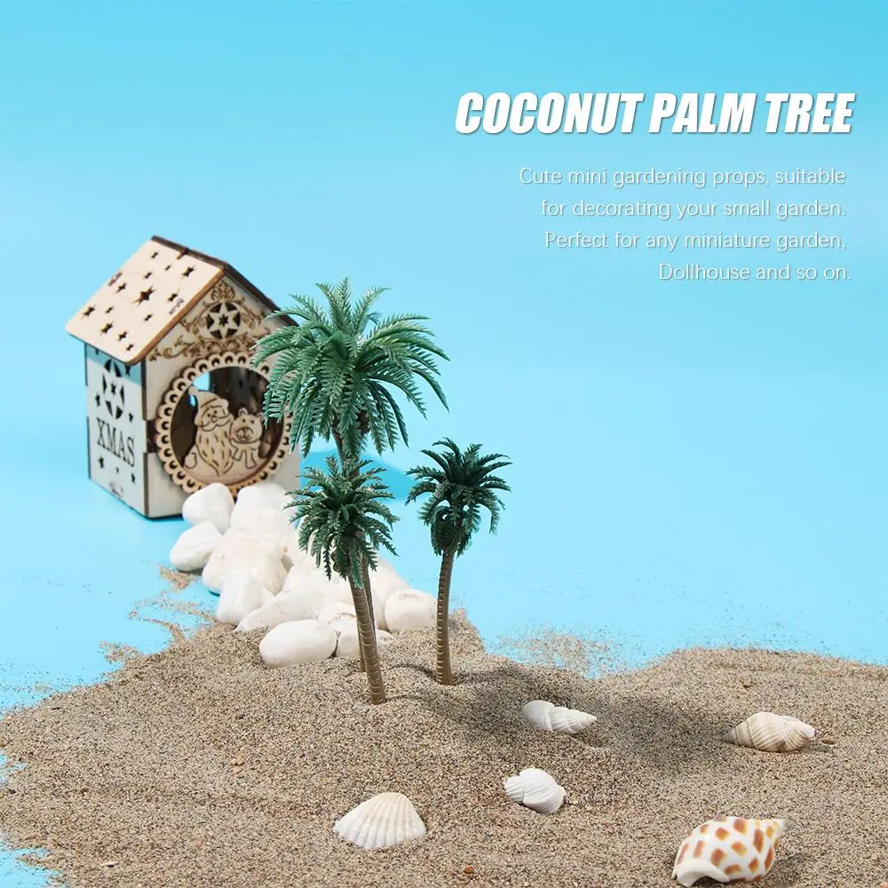 

5 шт. новые миниатюрные растения с песком, настольные горшки для растений, модель ремесла, микропейзаж, пластиковый бонсай, кокосовая пальма