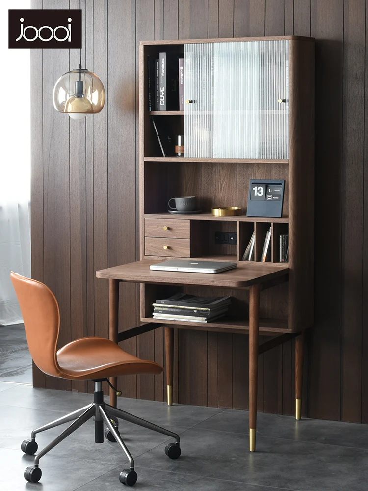 Nordic Desk Bookshelf Integrated Desk Combined Bookcase 80cm Small Apartment Writing Computer Desk Home