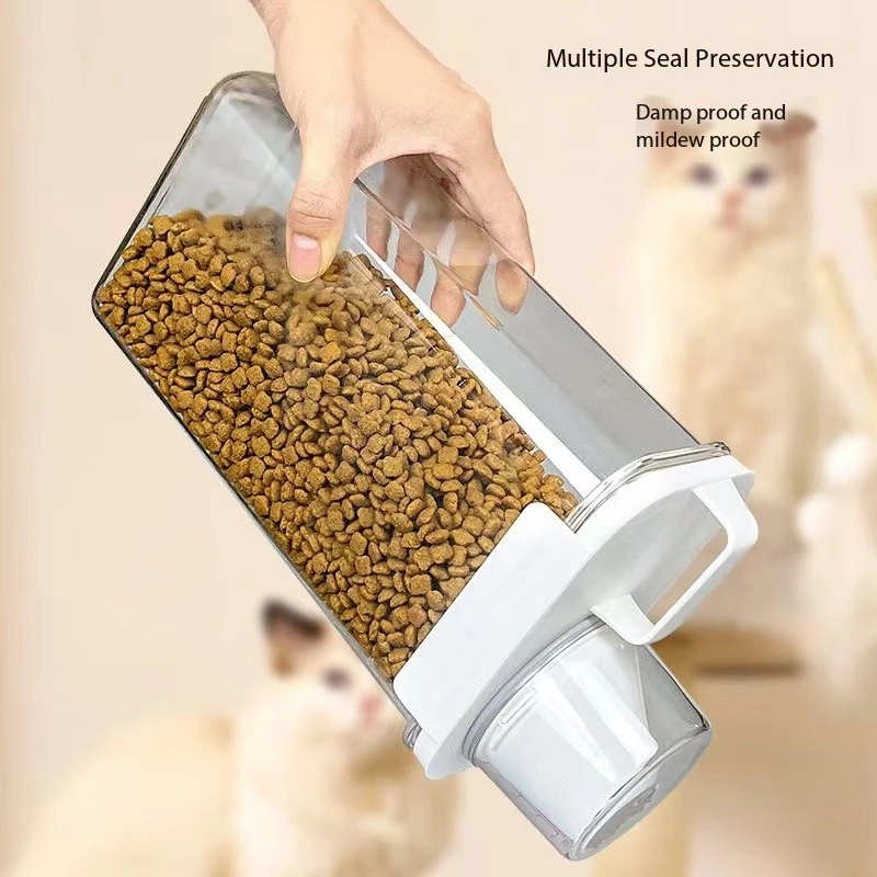 Pet food storage pail measuring cup Tipping scale line vacuum sealed box Cat dog food storage tank moisture proof large capacity