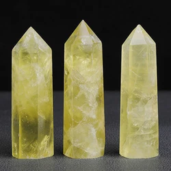 1PC Natural Citrine Column Yellow Crystal Reiki Healing Hexagonal Prism Obelisk Point Wand Stone Crafts Home Decoration 4-8cm