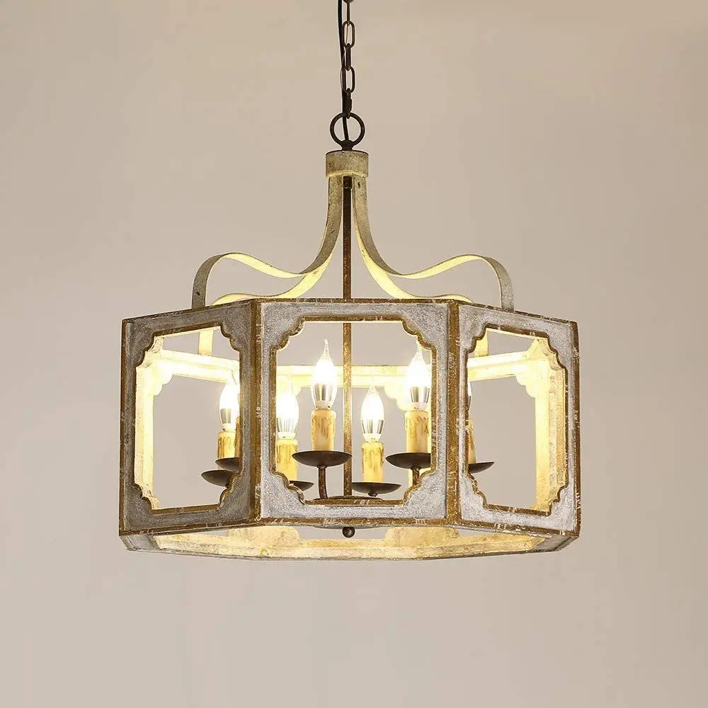 

Creative French style, solid wood retro chandelier, restaurant lighting