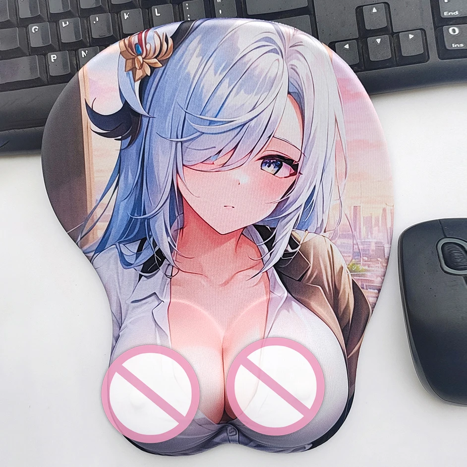 3D Genshin Impact Mouse Pad Raiden Shogun Kawaii Shenhe Stereo Mousepad Oppai Silicone Wrist Pad Gaming Mouse Mat Customerized