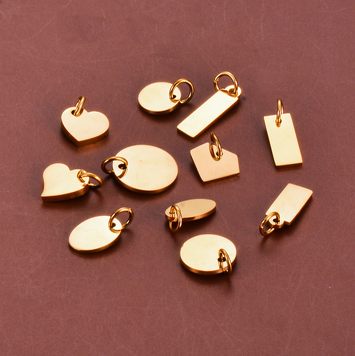 20 Stück spiegel polierte Edelstahl leere Herz Rechteck runde ovale Charms für DIY machen Schmuck Halskette kleine Logo-Tags – Detail 4