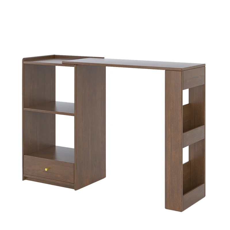 Qf Solid Wood Folding Table and Chair Dining Table in Dining Room Cabinet Integrated Retractable Storage Rack