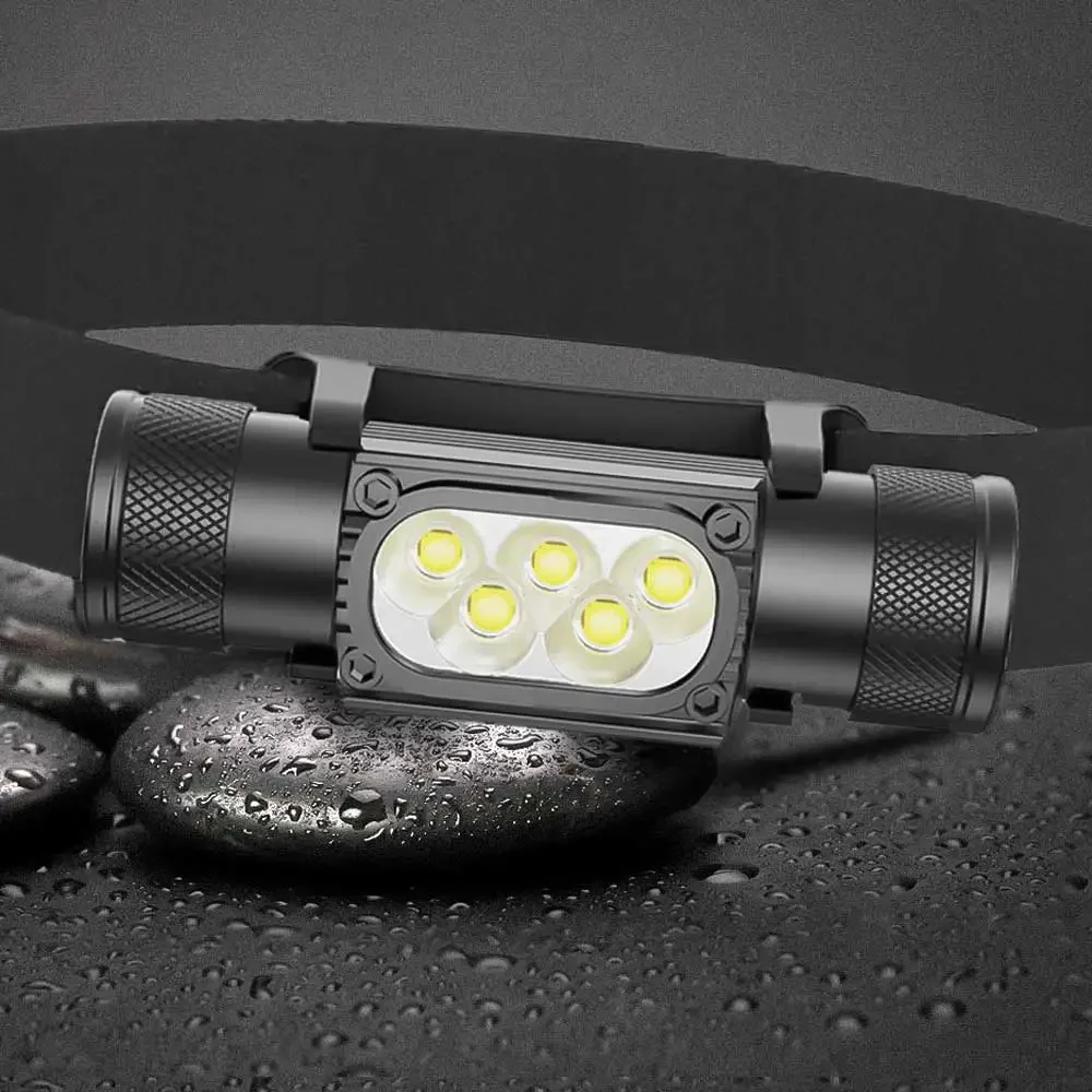 Mini LED Headlight 1920LM White 7000-8000K Flashlight Use 18650 Battery Memory Headlamp Type-C USB Head Light Lamp Flash Torch