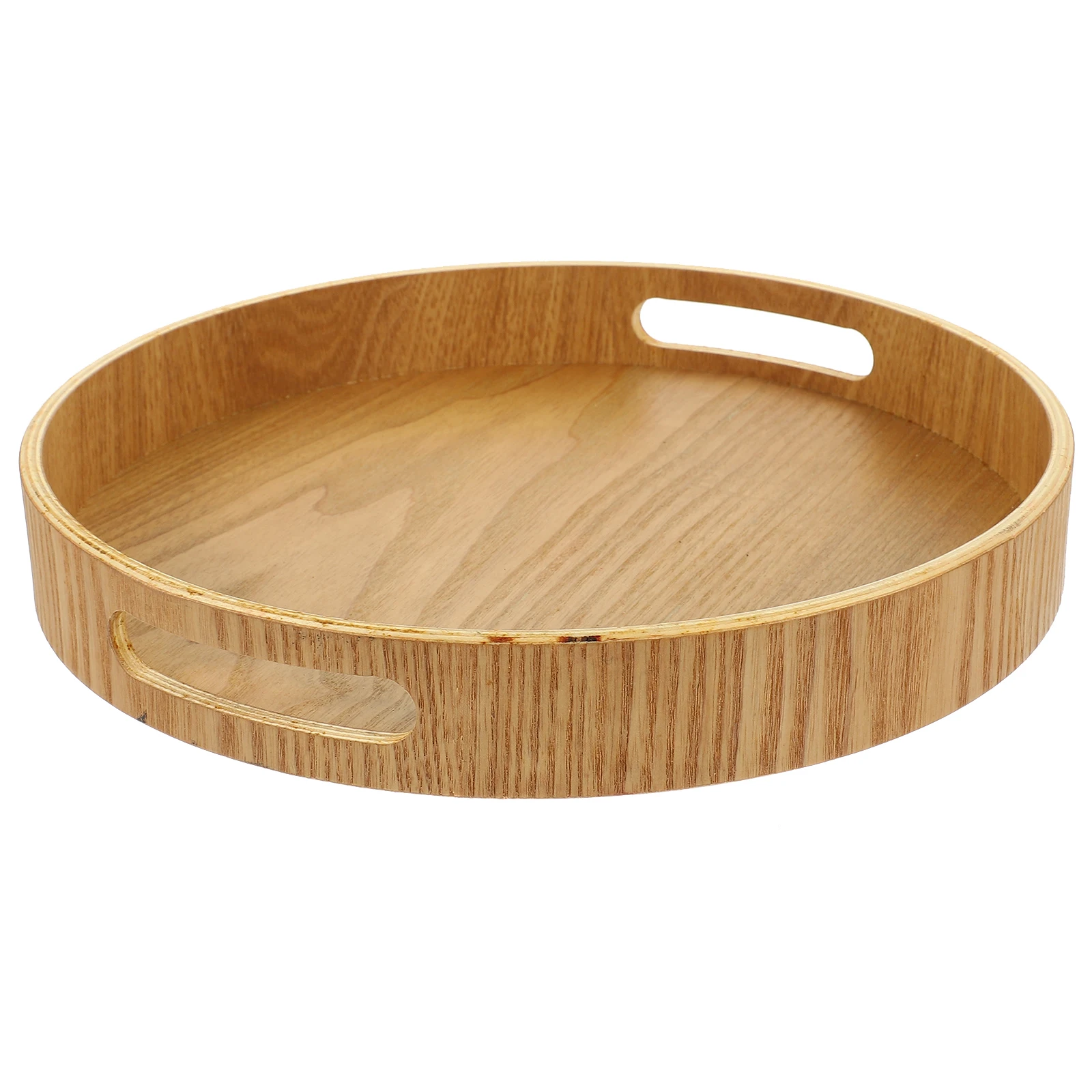 

Wooden Round Tray 27x4 Tea Color H Multi functional Storage Plate Fruit Snack Serving Breakfast Pallets Bread Wood Tray