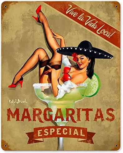 Margarita Especial Vintage Metal Tin Signs 12 x 8 Inch Wall Decor Sign for Room Pub Restaurants Home Bar Sexy Plaque Poster