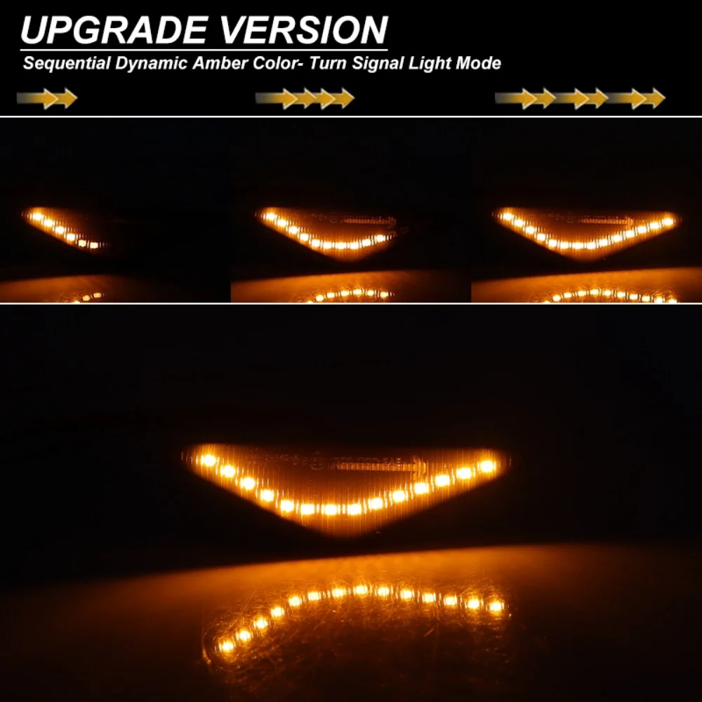 ไฟเลี้ยว LED สีเหลืองอำพันแบบเรียงลำดับสำหรับกันชนหน้ารถยนต์ ไฟสัญญาณบอกตำแหน่งด้านข้าง สำหรับรถฟอร์ด โฟกัส MK1 และ มอนเดโอ MK3