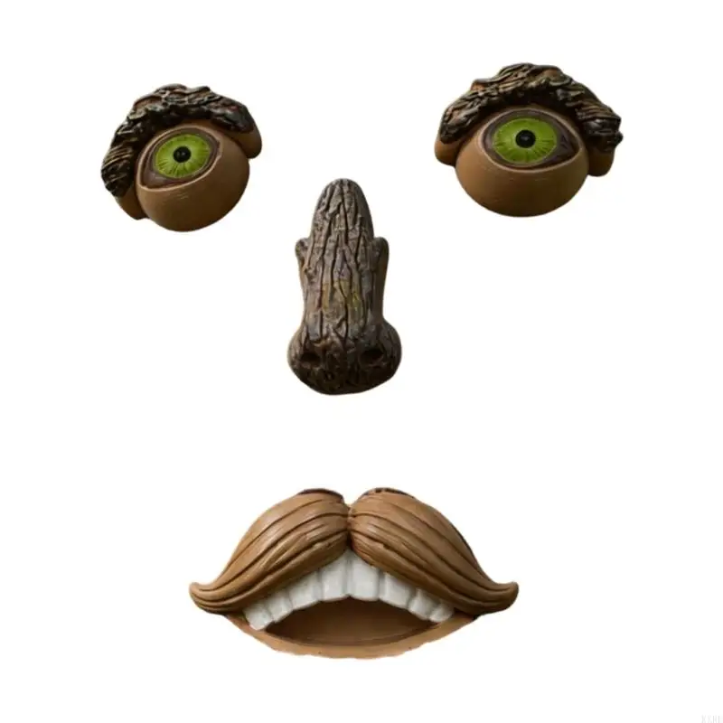 Creative Tree Face Garden Set With Nose additional Smiling Mouth For Outdoor Use KXRE