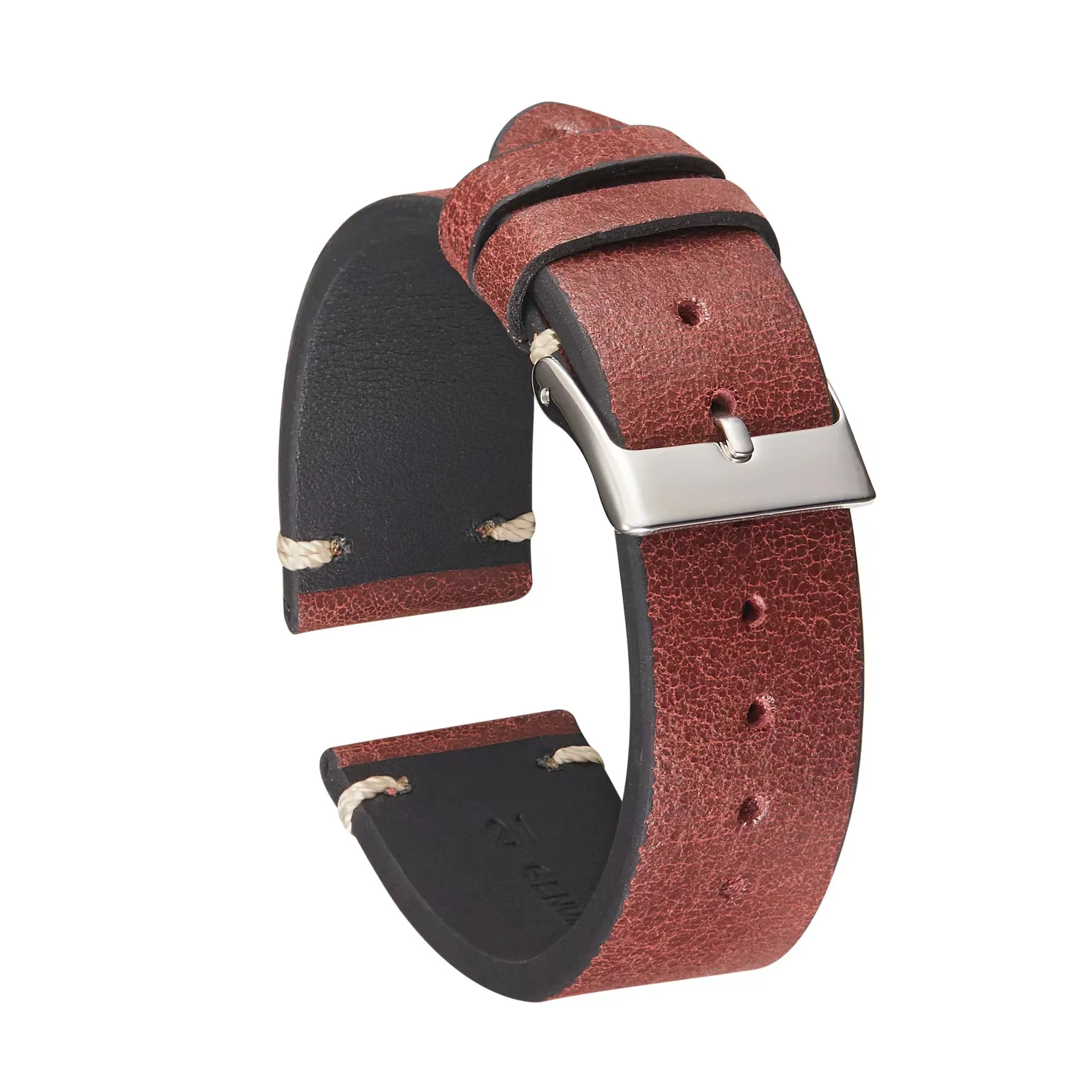 

Spot genuine leather watch strap vintage distressed small broken pattern cowhide strap factory wholesale 18/19/20/21/22mm