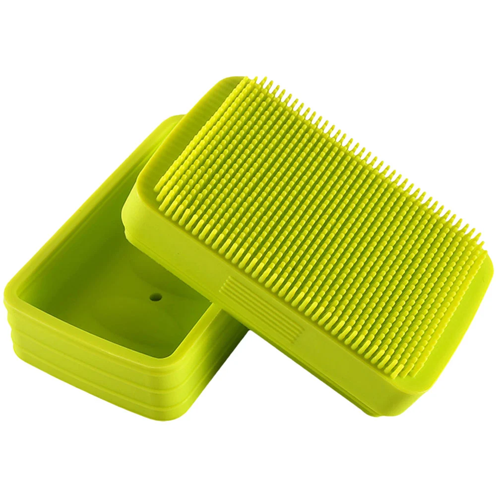 

Soap Dish with Brush Loofah Sponge Body Box Multi-functional Case Home Exfoliator Silica Gel Silicone Bathroom Supply Man