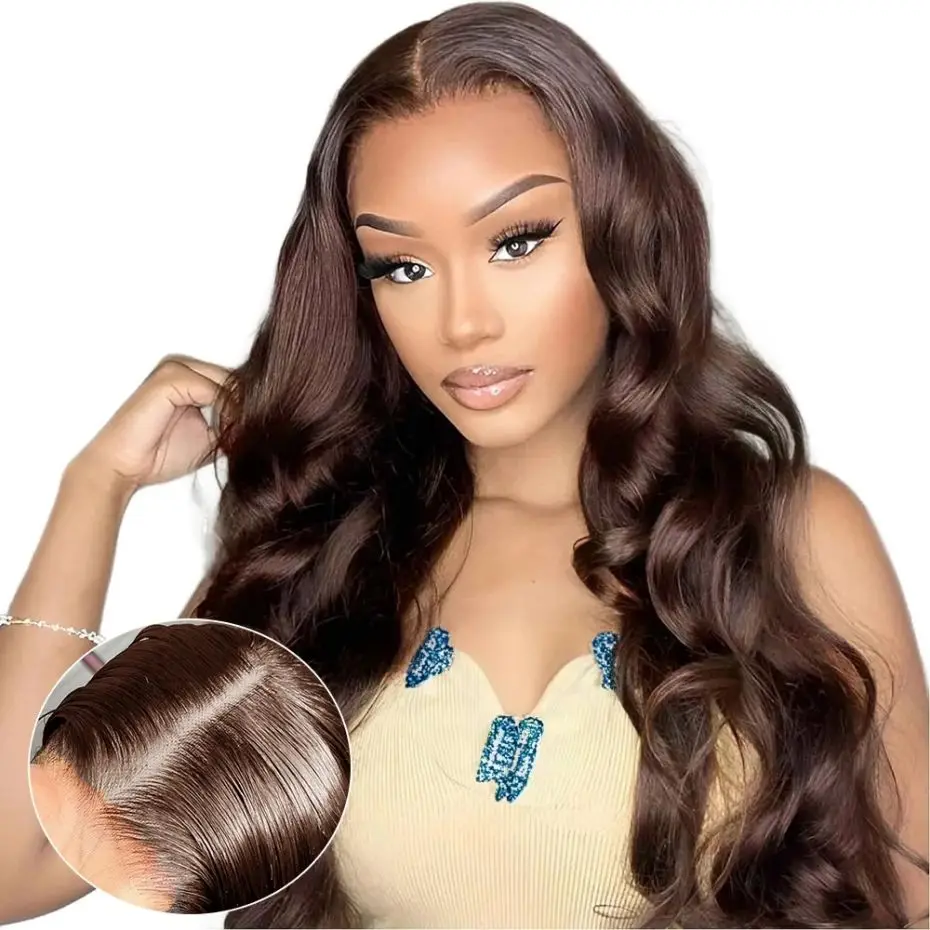 Body Wave 5x5 Glueless Lace Wig Chocolate Brown 180% Colored 13x4 13x6 Hd Lace Frontal Wigs Brazilian Remy Hair Pre Cut Hairline