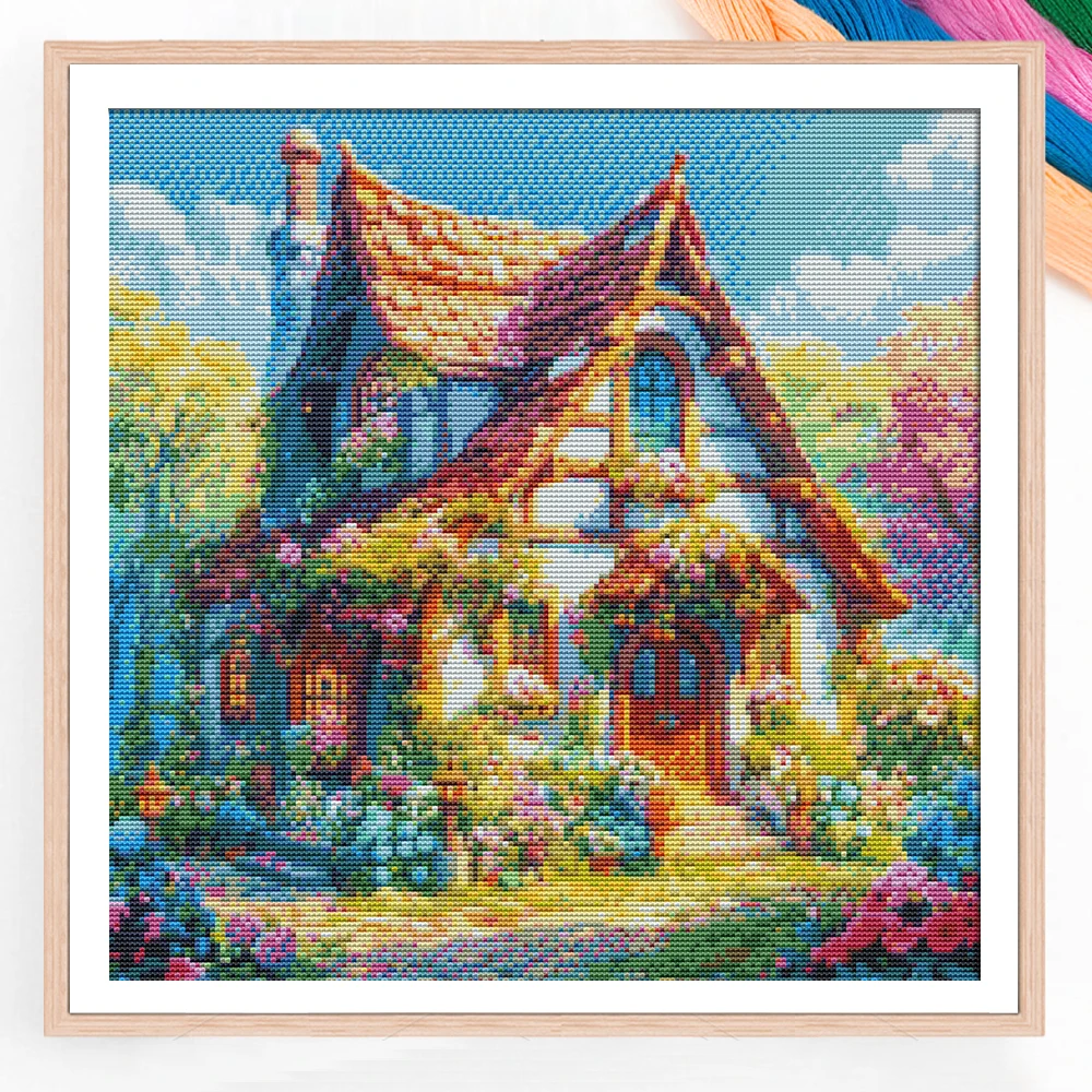 

Пейзаж Цветочный Дом Печатный Вышивка Крестом DIY Набор Вышивки Нитки Рукоделие Шитье Ручная Работа Декор Комнаты