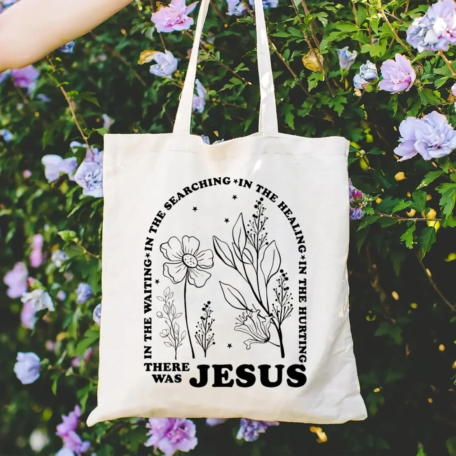 Shopping Bags Canvas Printing Christian Tote Bag Bible Faith Inspired Graphic Book Church Birthday Gift