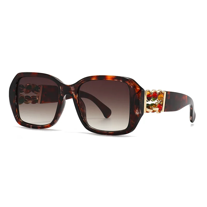 

New Fashion Luxury Classic Mach Six Beads Big Square Frame Women Sunglasses Vintage Brand Design Sun Glasses Oculos