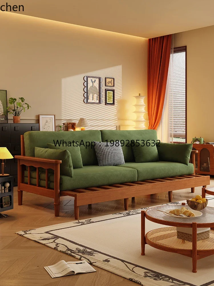 b2 Solid Wood Sofa Living Room White Ash Three-Seater Home Sofa Bed