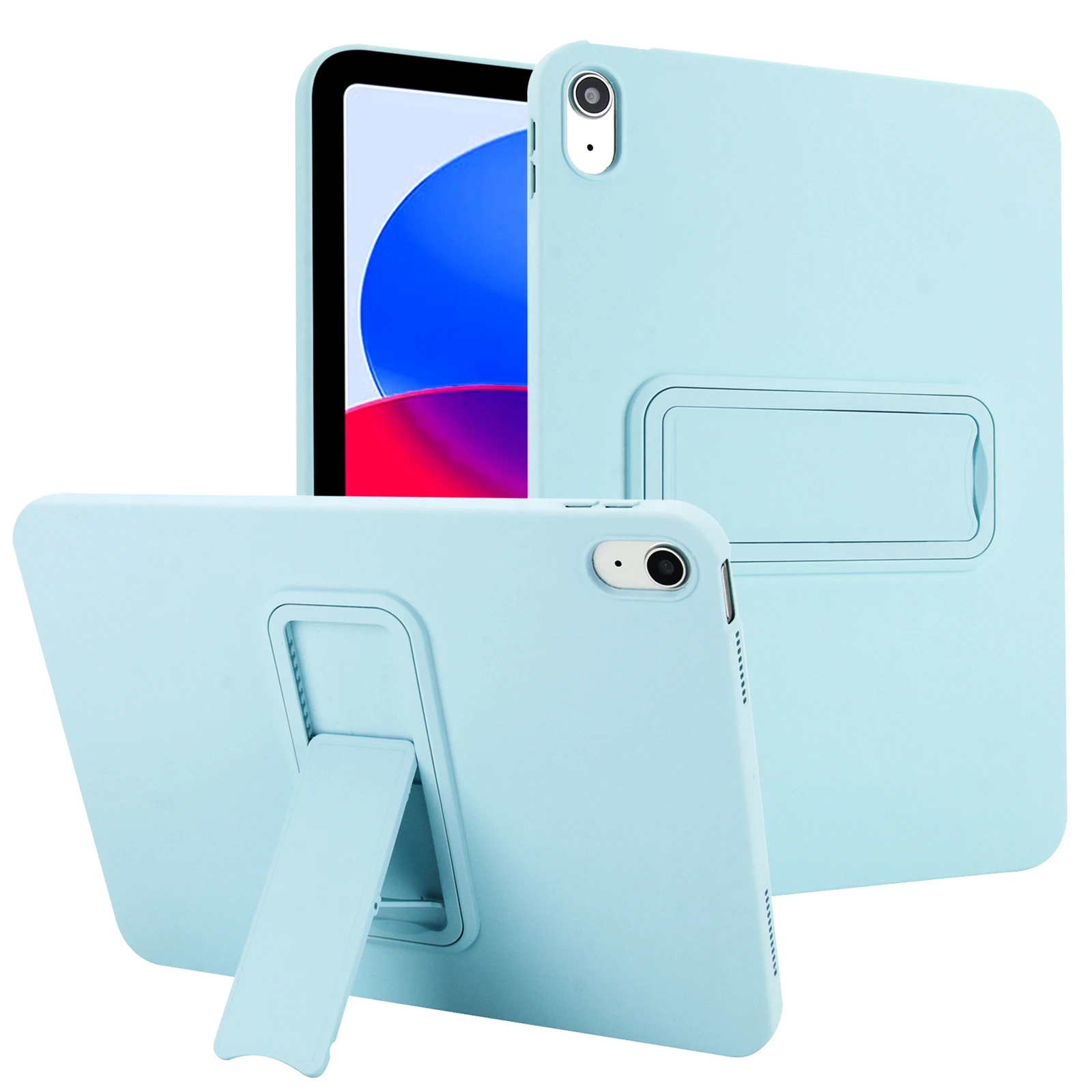 

Solid Color Back Cover Case with Bracket Stand for iPad Pro Air 5 6 7 8 9th10th Generation 2024 Funda for 10.2 10.9 11 inch Mini