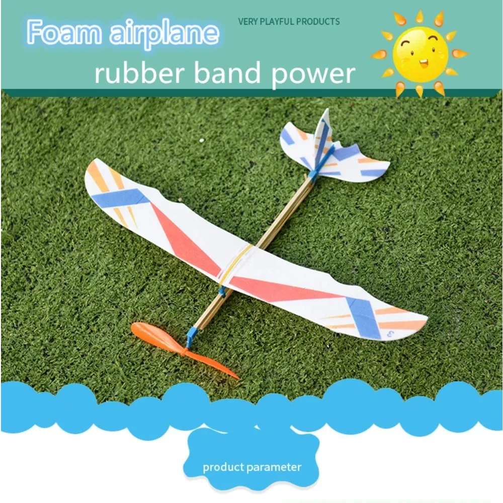 Juguetes de bricolaje para niños, Kits de modelos de aviones alimentados por banda de goma, aviones de montaje de plástico de espuma, modelo de juguete de ciencia, regalo para niños