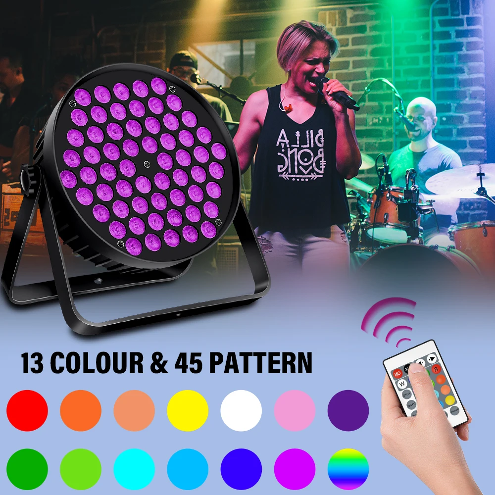 2PCS LED Stage Par Lights 60 4IN1 100W UV RGBW DMX512 Stage Effect Light DJ Disco Party Christmas Bar Club Show Event Lights