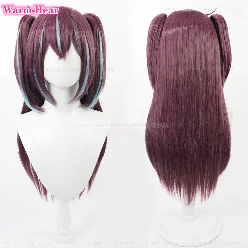 

LQNew! Anime Akoya Matama Cosplay Wig Long 65cm Highlights Double Ponytail Wig Loco Mujica Heat Resistant Synthetic Wigs Hallowe