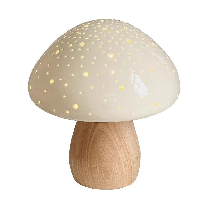 Moonlight mushroom bedroom bedside table lamp, cream wind desk decorative atmosphere lamp, study decorative lamp,
