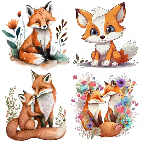 C188#Cute Fox Wall Sticker Kids Room Background Home Decoration Mural Living Room Wallpaper Funny Decal