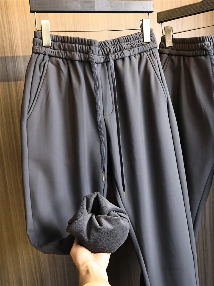 

Высококачественные мужские эластичные прямые повседневные брюки на подкладке, осень-зима, удобные эластичные нейлоновые полиэстеровые брюки