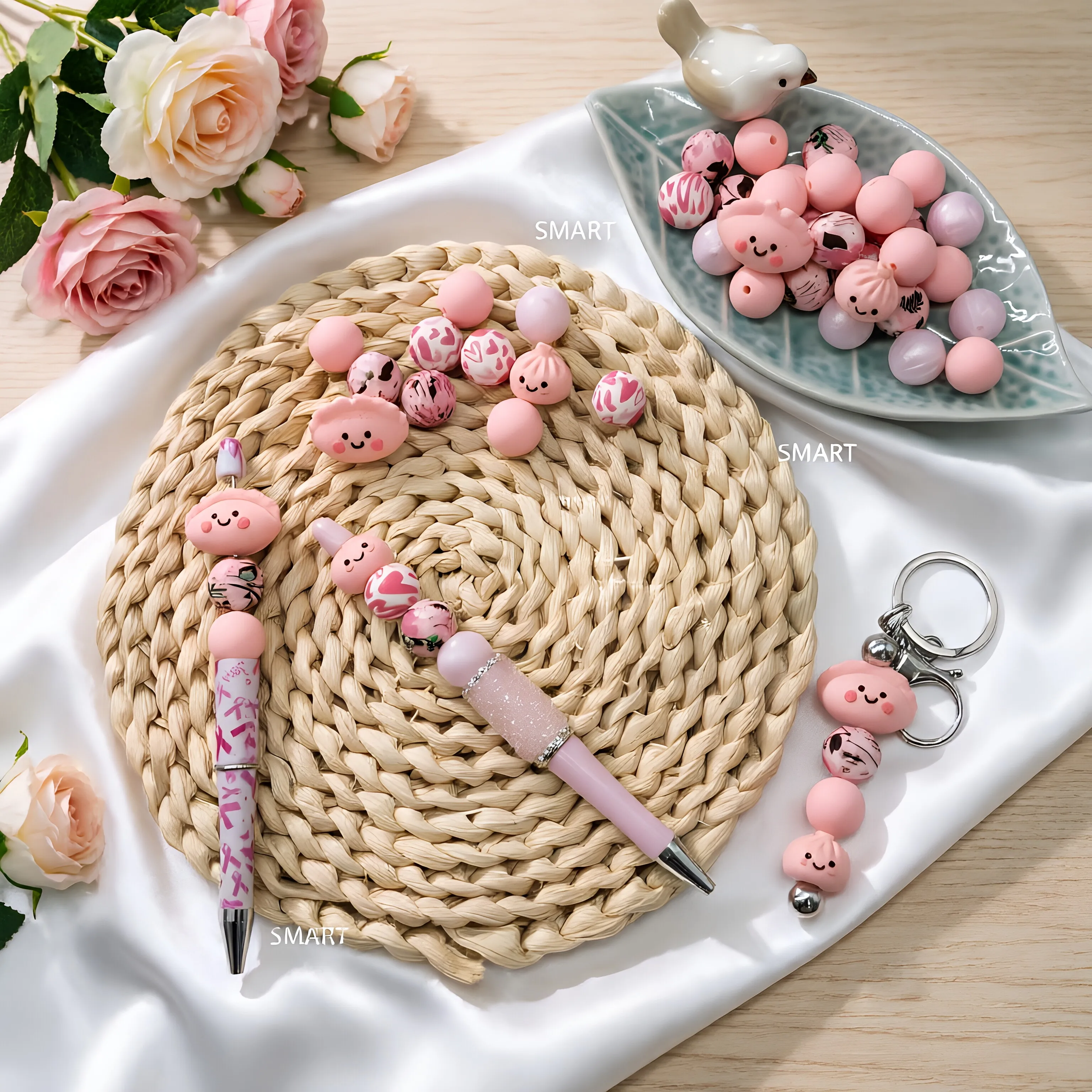 28-teiliges Set aus Silikonperlen in Brötchen- und Knödelform für DIY-Halsketten, Armbänder, Dekorationen, Stifte, Schmuckanhänger usw. Geburtstagsgeschenk für die Feiertage – Detail 5