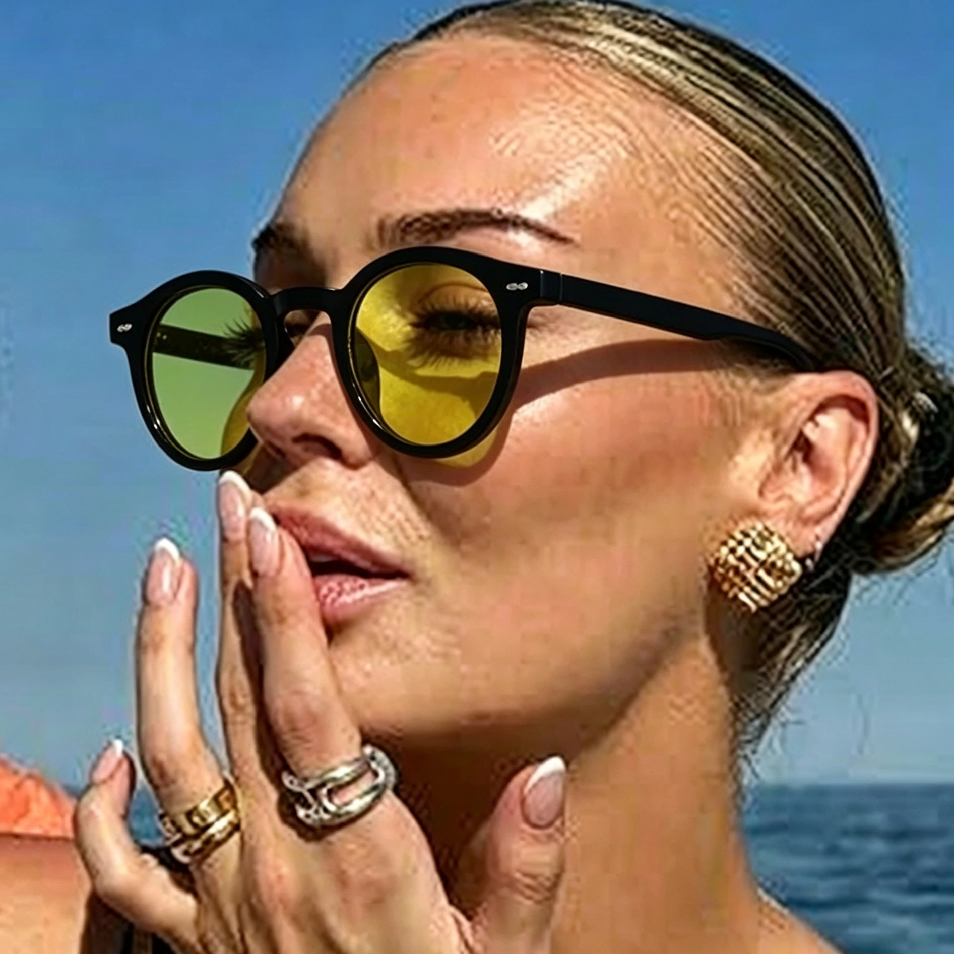 New Small Round Sunglasses for Men Women Vintage Fashion Anti Blue Light Glasses Sun Shades Driving Eyewear view 2