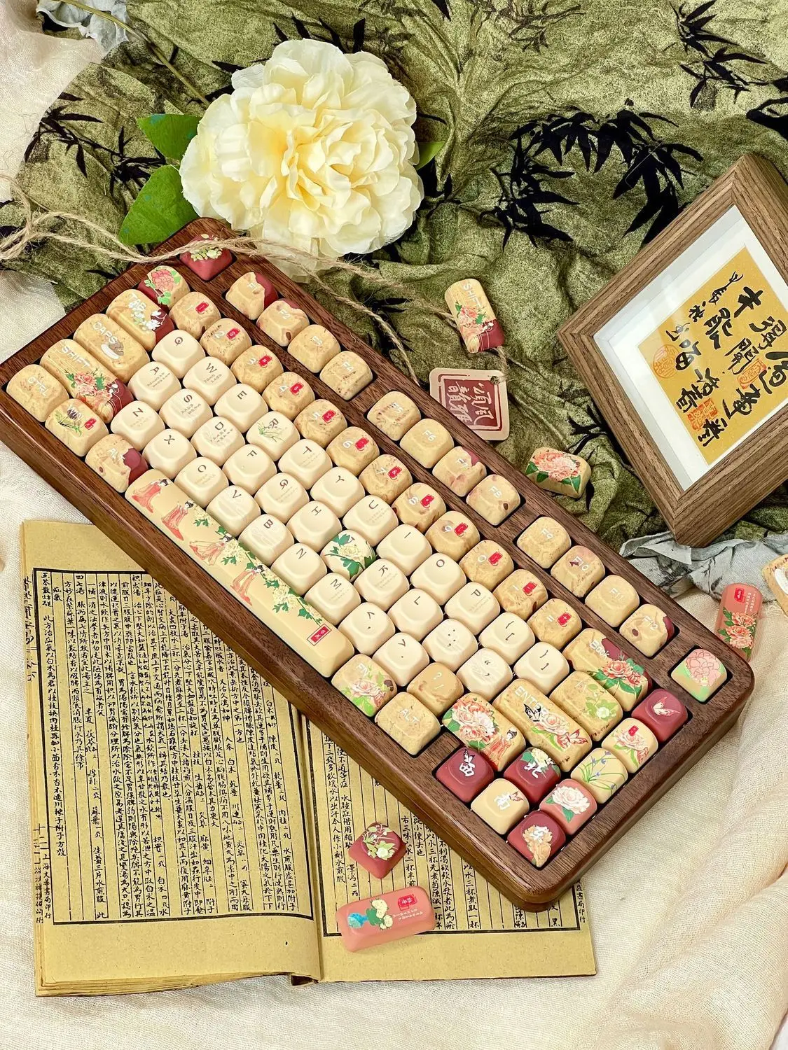 National color and natural fragrance original opaque moa keycap mechanical keyboard PBT all five sides hot sublimation national