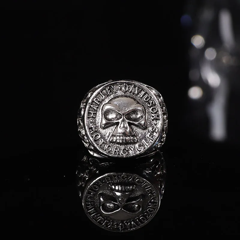 Retro Biker Skull Ring For Men Silver Color Punk Gothic Rock Hiphop Open Ring Handmade Designer Jewelry Motorcycles Accessories