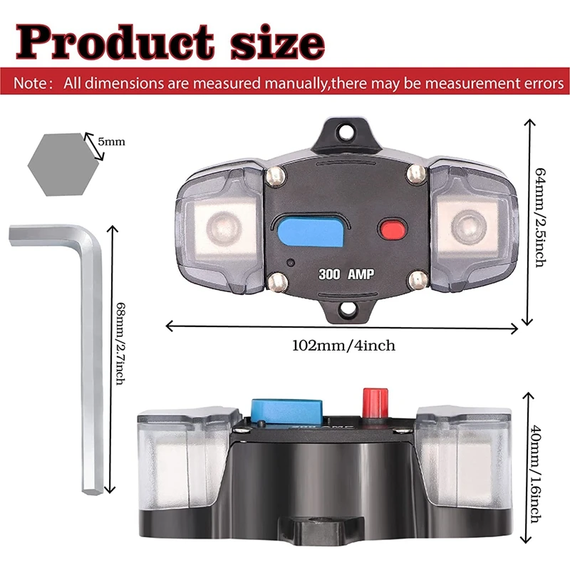 ABGR-12-48V DC Circuit Breaker พร้อมรีเซ็ตด้วยตนเอง, 0-8 Gauge Trolling รถสเตอริโออินไลน์ฟิวส์สําหรับรถ Rv Marine