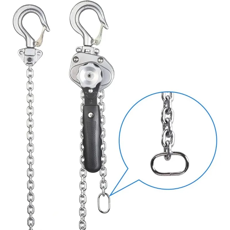 Mini talha de corrente com alavanca de 1/2 tonelada, pequeno vem junto com 1100 libras e elevador de 5 pés, pesa apenas 5,8 libras