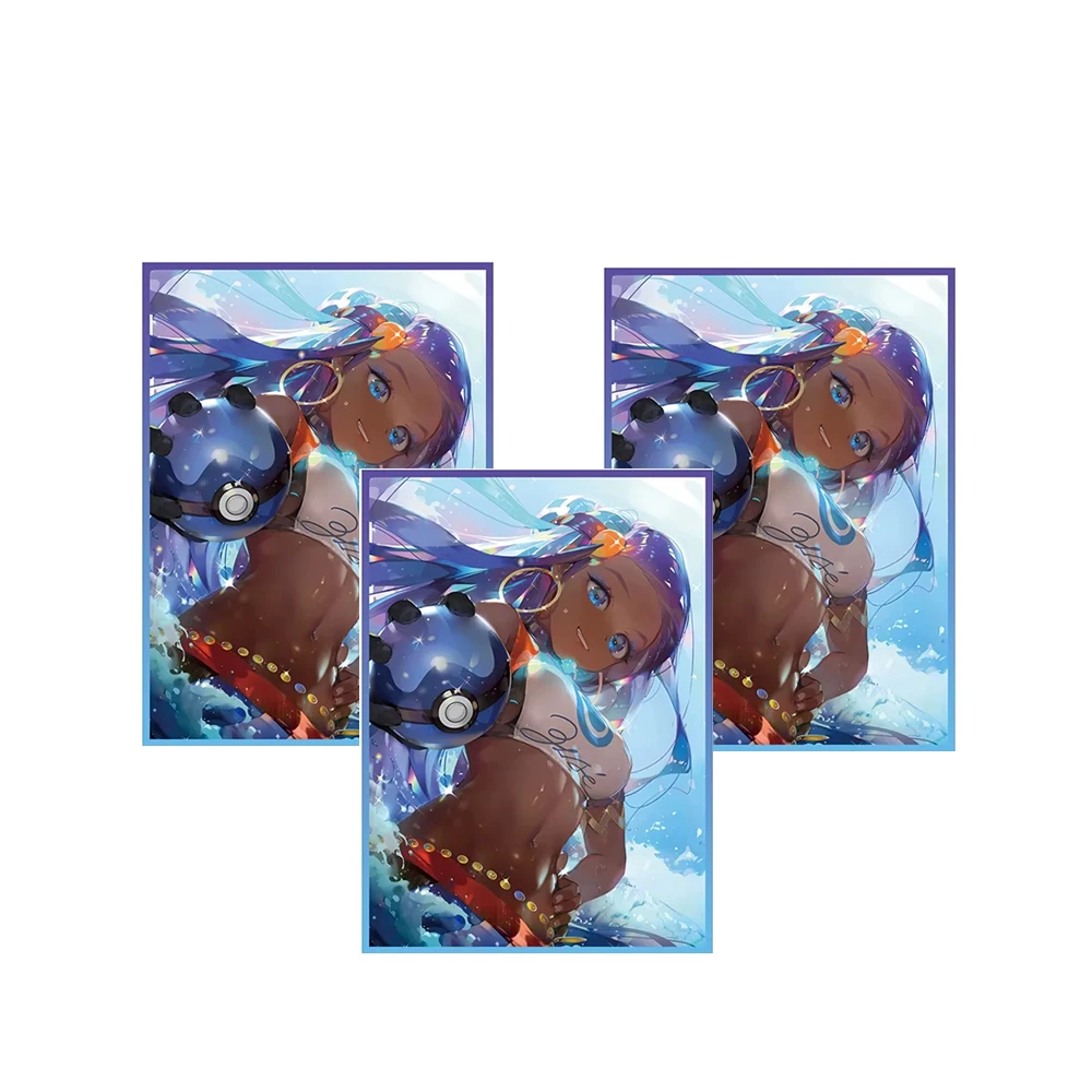 60PCS Foil Nessa Card Sleeves Holographic Anime Girl PTCG Standard Size Card Protectors Table Game 66x91mm For the fans