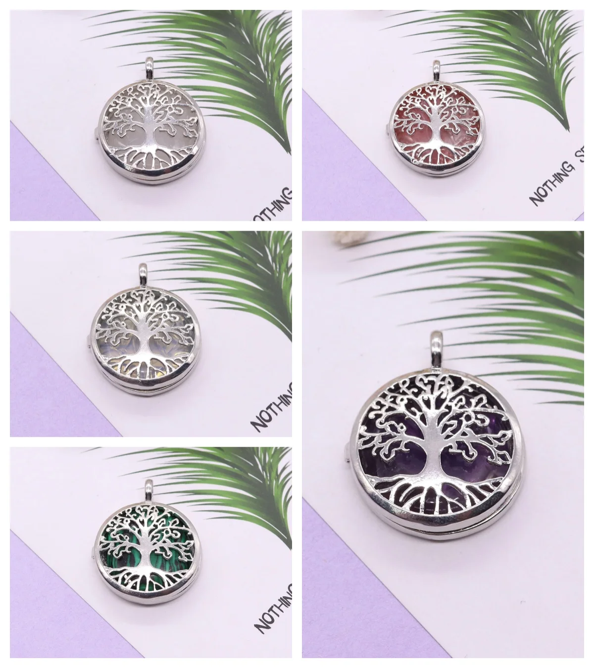 Fashion Natural Stone Living Tree Aromatic Massage Perfume Fragrance Box Fashion Essential Oil Diffuser Pendant Exquisite Gifts