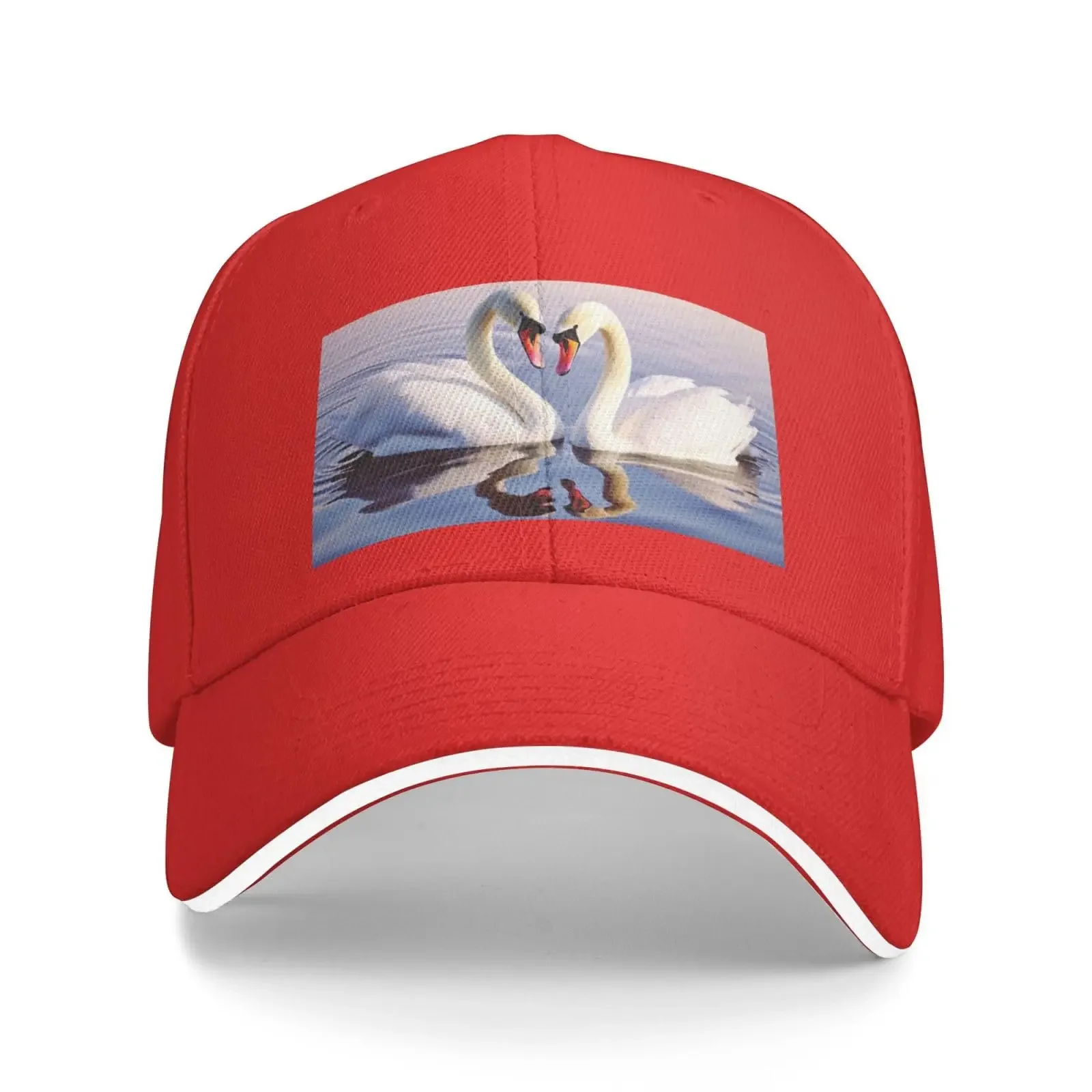 Two Swans Heart Print Baseball Hat Sandwich Duck Tongue Hat Spring Summer Unisex Fashion Sports Outdoor Travel Daily