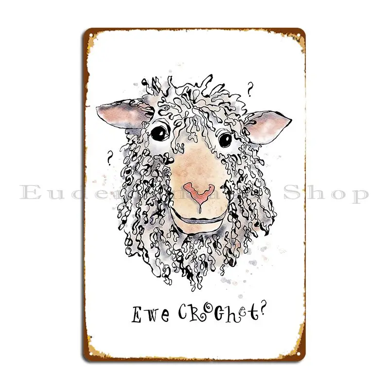 Ewe Crochet Metal Plaque Poster Home Design Create Living Room Cinema Tin Sign Poster