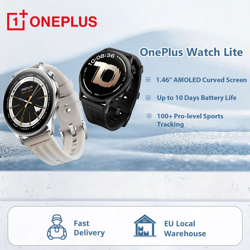 Neue OnePlus Watch Lite Smartwatch – Globale Version: 1,46-Zoll-AMOLED-Display, bis zu 10 Tage Akkulaufzeit, Dual-Band-GPS, Bluetooth-Telefonie