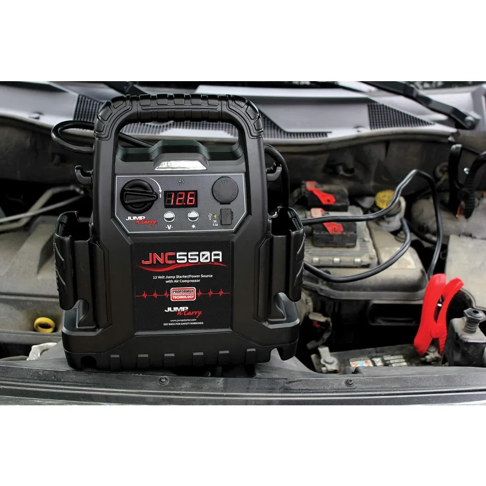 أدوات ومعدات محمولة 1100 Peak Amp Jump Starter مع ضاغط هواء لمعزز بطارية السيارة في حالات الطوارئ