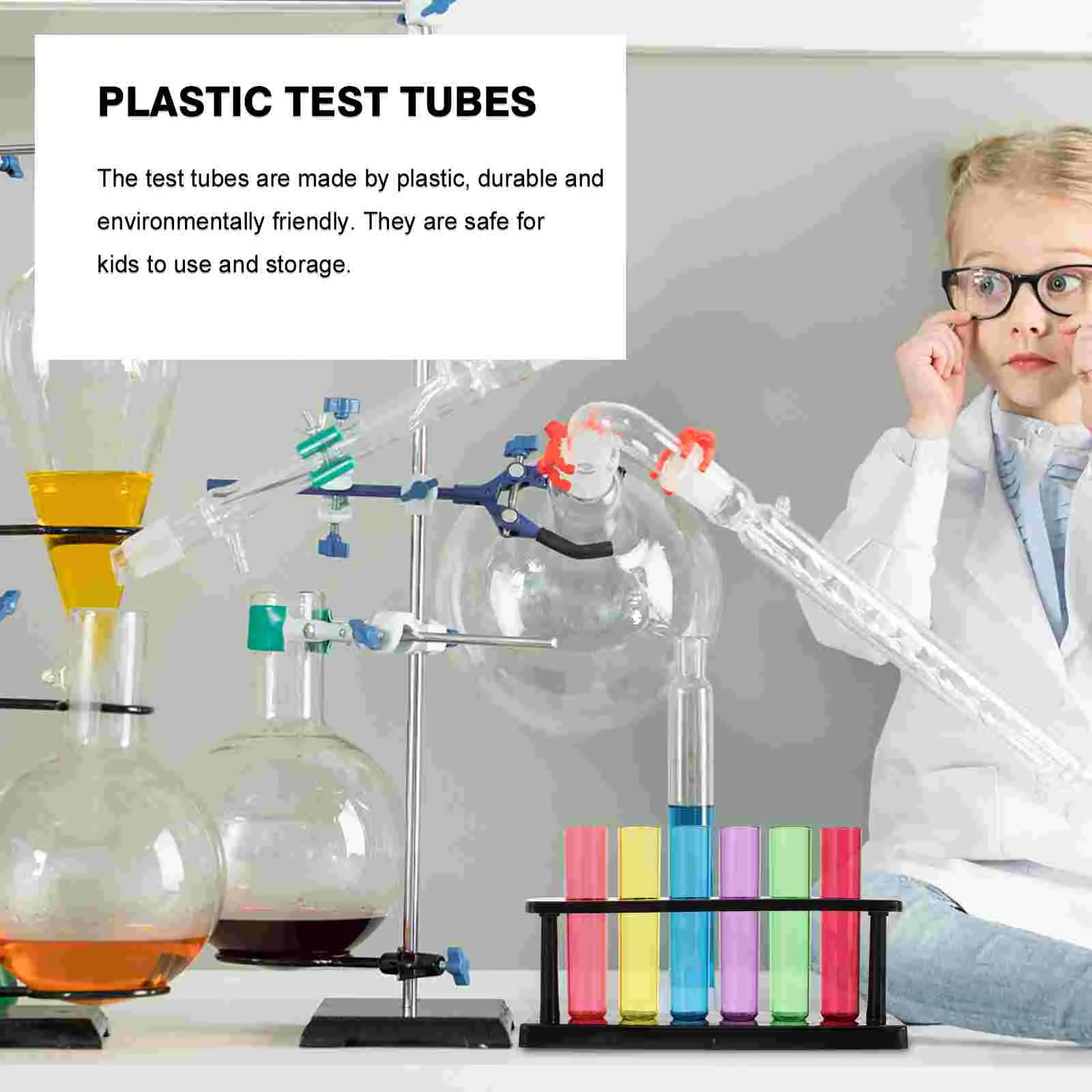 Test Tube Wear Resistance Tubes Small For Science Plastic Containers Assorted Color Kid\'S Teaching Laboratory Test Tubes