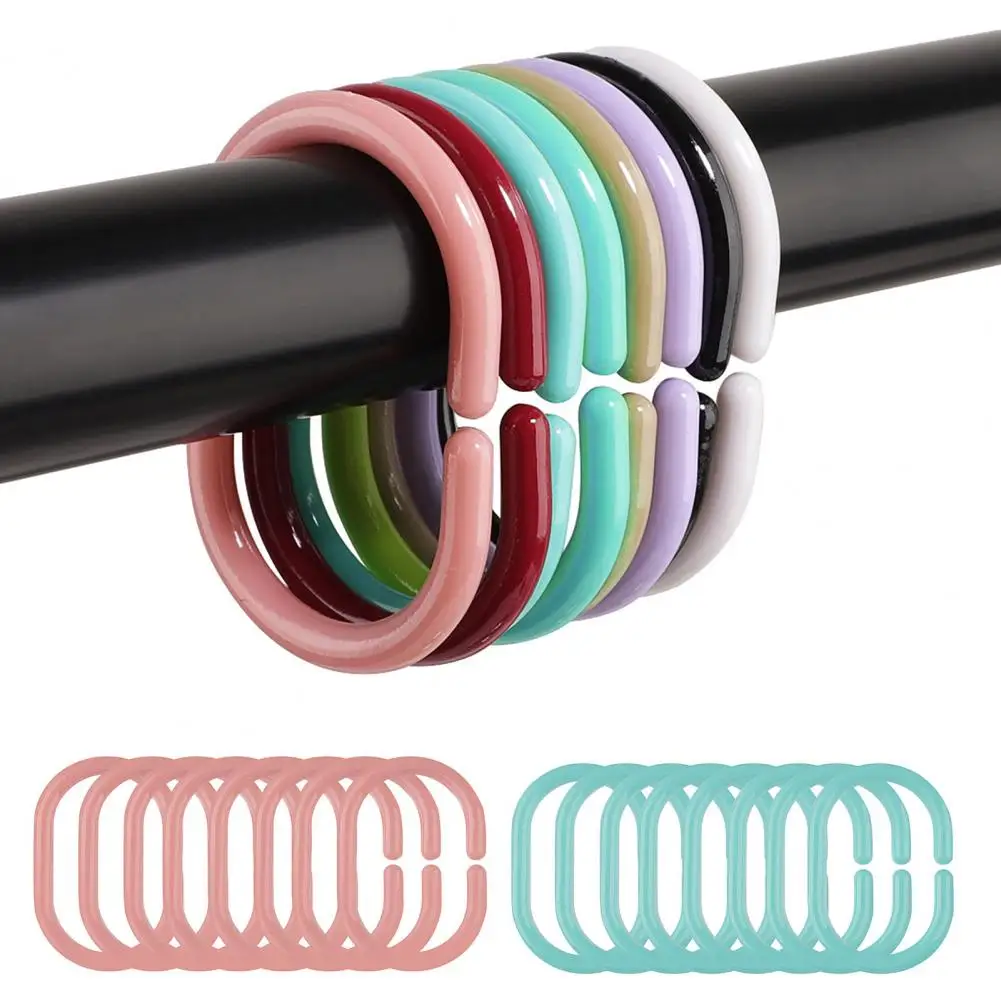 12Pcs Shower Curtain Hook Universal Bathroom Shower Rod C-shaped Ring Hanger Holder Gazebo Mosquito