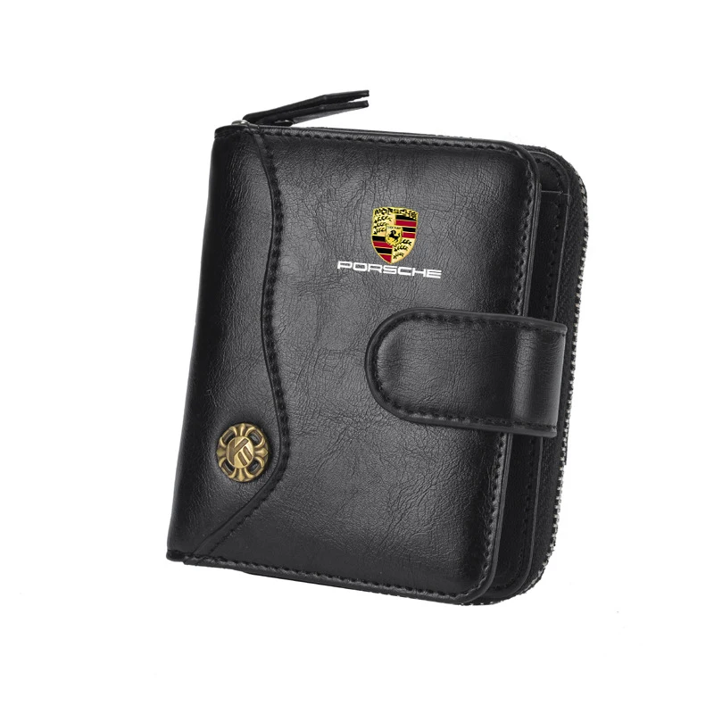 

Fashion Vintage Tower Buckle Wallet Wallet Bank Card Coin Purse For Porsche Cayenne Panamera Macan 911 718 Taycan Boxster Cayman