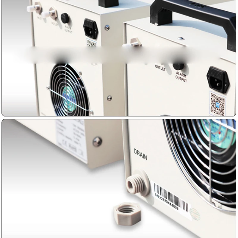 Mesin ukir Laser CW-3000AG 9L, pendingin air industri Thermolysis 60W/80W tabung kaca CO2 pendingin poros CNC