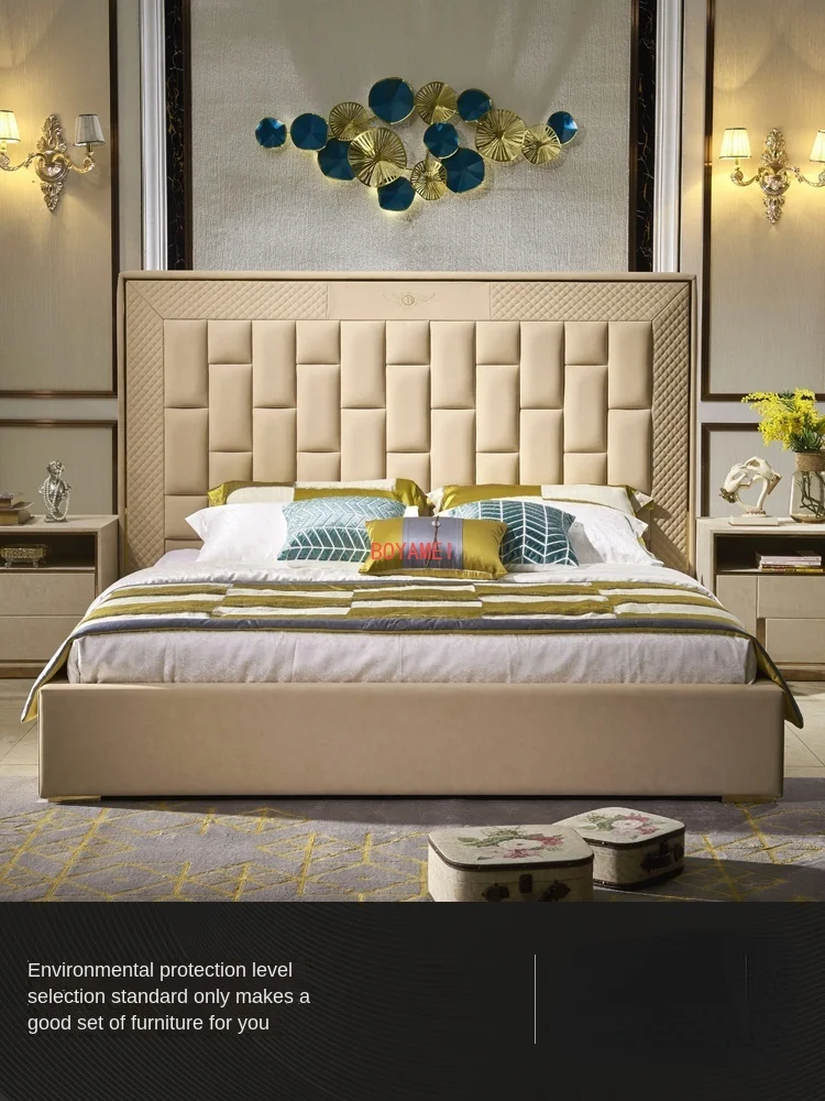 Luxury leather soft bed 1.8 m wedding bed custom post-modern furniture upscale matte master bedroom double cloth bed