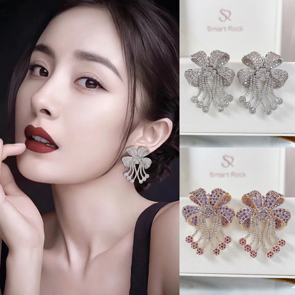 

Missvikki New Trendy Bowknot Party Romantic Drop Earrings for Women Lady Anniversary Gift Jewelry Wholesale Valentine's Day